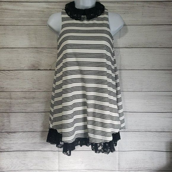 Knitworks Girls Size 10 Black White Striped Sleeveless Dress 1.2967 - Picture 1 of 7